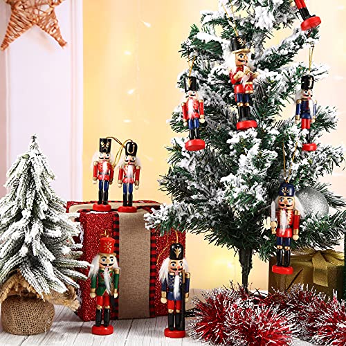 Christmas Nutcracker Ornament Wooden Soldier Hanging Decorations (12 Pcs) U493935