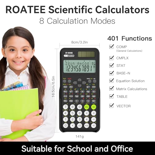 Scientific Calculator with Notepad, 2-Line Display, Solar and Battery Powered Q967