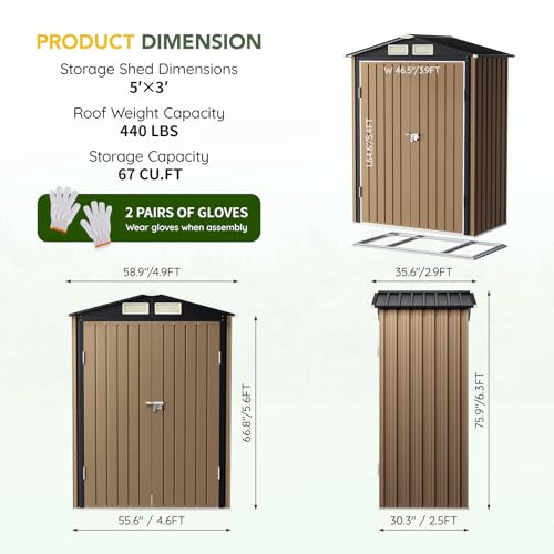 Outdoor Steel Storage Shed with Lockable Doors and Window L987864