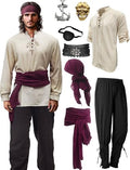 Men's Pirate Costume Outfit with Pants, Shirt, Sash and Accessories P814