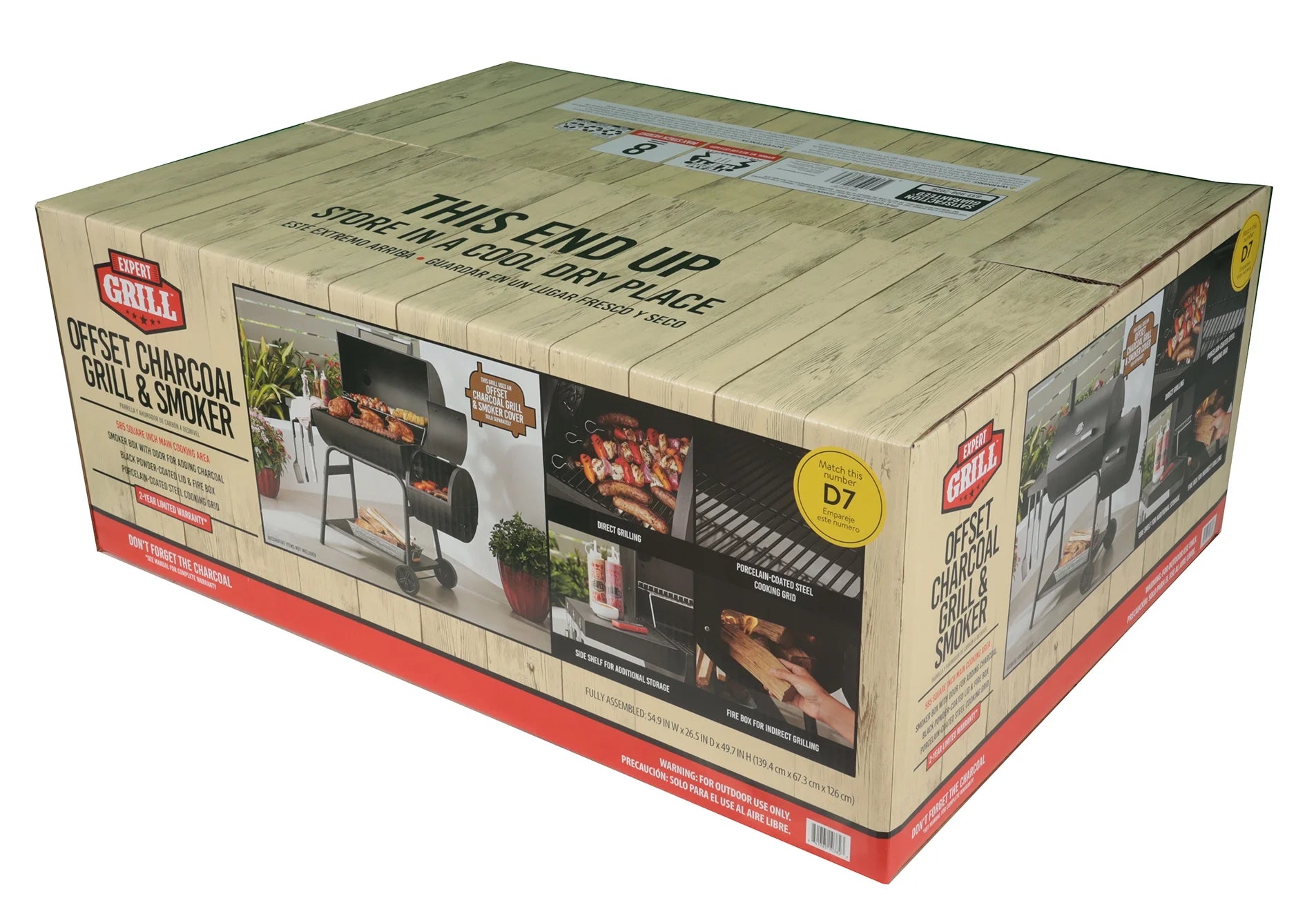 28" Offset Steel Charcoal Smoker Grill with Side Firebox B1997