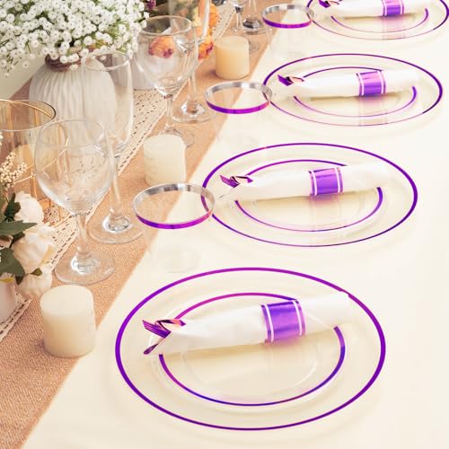 Disposable Plates and Cups Set for 50 Guests with Napkins and Cutlery V71219