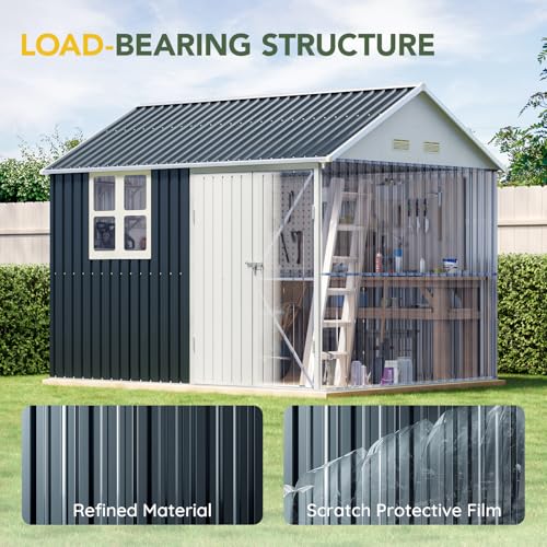 Outdoor Steel Storage Shed with Lockable Doors and Window L987864