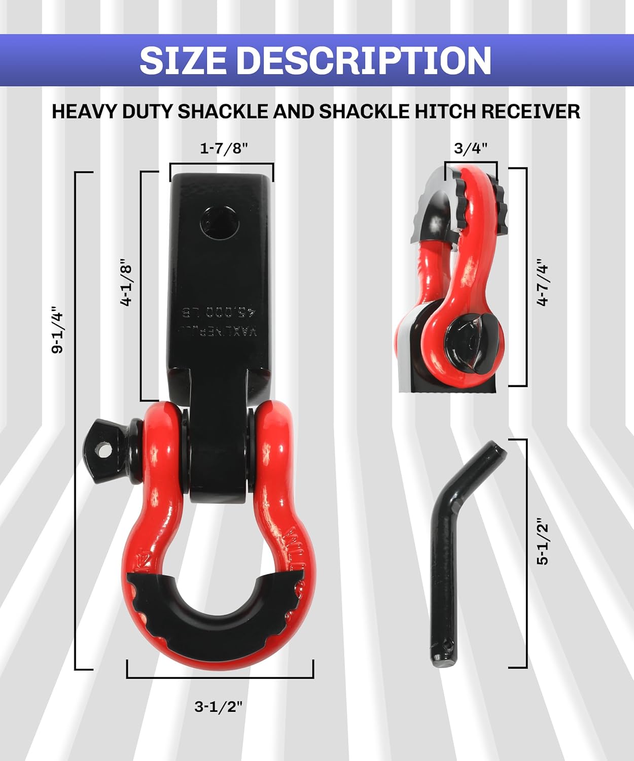 Tow Hitch Receiver 2" with Shackle and Screw Pin U144209