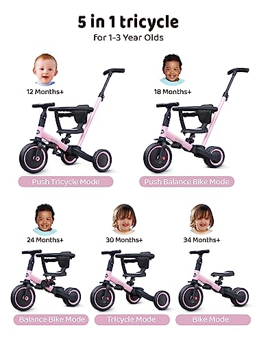 Toddler Bike with Backrest and Safety Belt, Tricycle for 1-3 Year Olds H87008