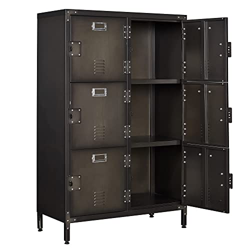 Letaya Metal Storage Locker,47" Steel Retro Cabinets 6 Doors Lockable,Adjustable Feet Organizer Cabinets for Employees Home Office School Gym (6 Door)