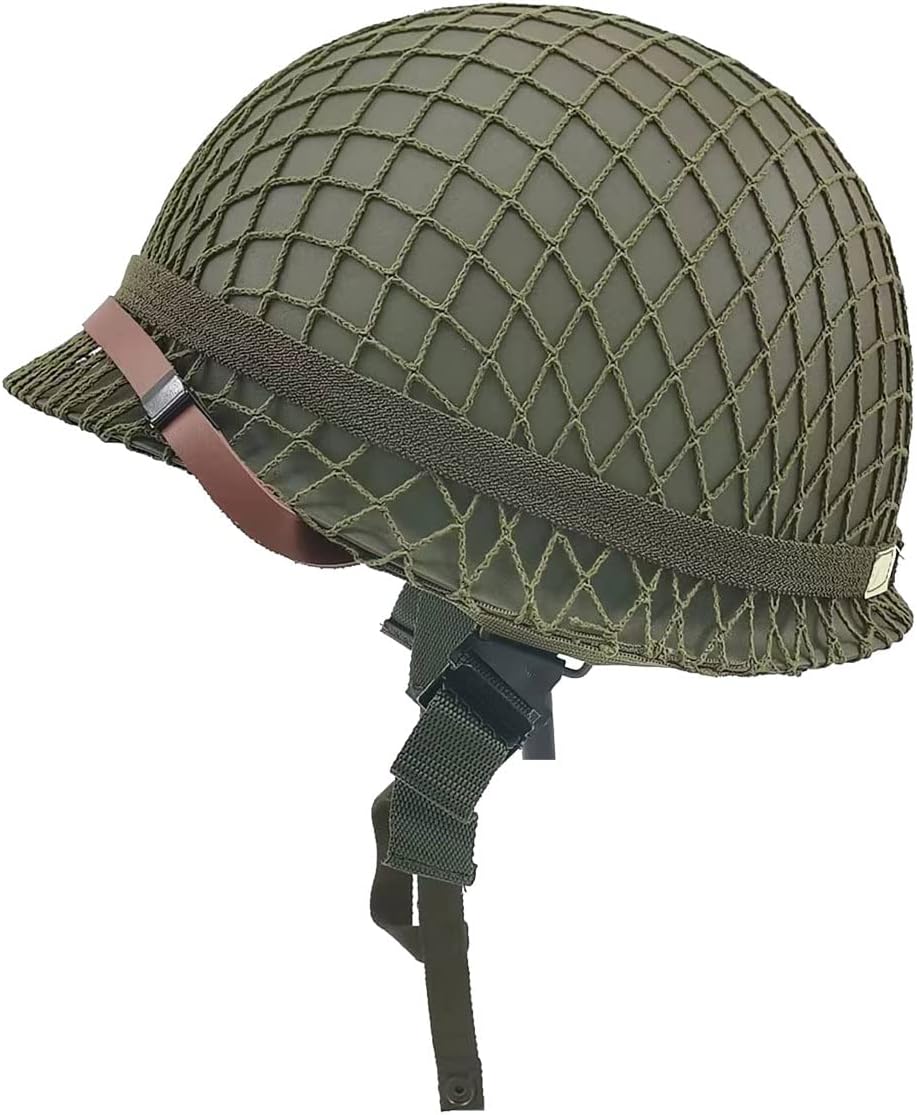 WW2 M1 Steel Helmet Replica with Net Cover and Chin Strap D703