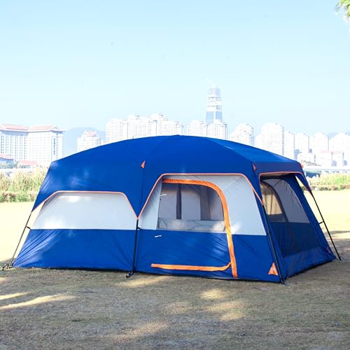 Extra Large Family Cabin Tent 2 Rooms 3 Doors 3 Windows Waterproof for Camping H460