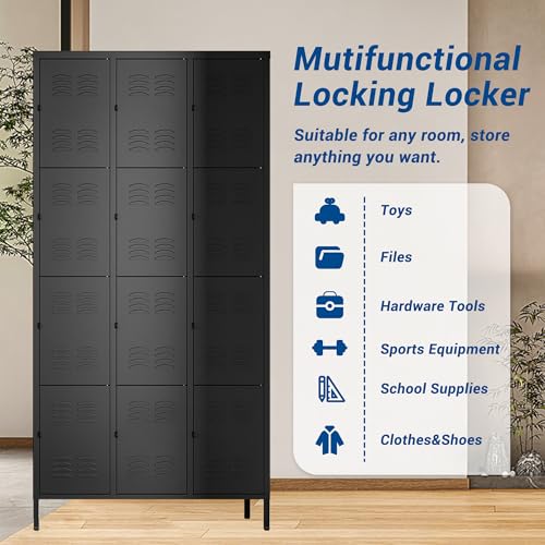 3-Door Blue Steel Storage Locker for Office, School, Gym C68898