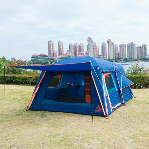 Extra Large Family Cabin Tent 2 Rooms 3 Doors 3 Windows Waterproof for Camping H460