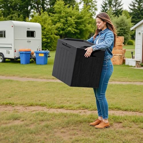 30 Gallon Waterproof Resin Deck Box for Outdoor Patio and Garden Storage Q30388