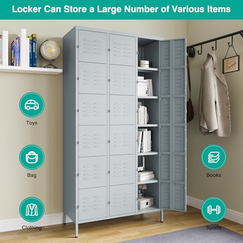 Vintage Metal Locker with Hooks, Lockable Single Door Storage M901