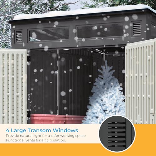 6' x 5' Modernist Storage Shed for Yard, All-Weather Outdoor Storage with 2 Lockable Doors and Windows D273