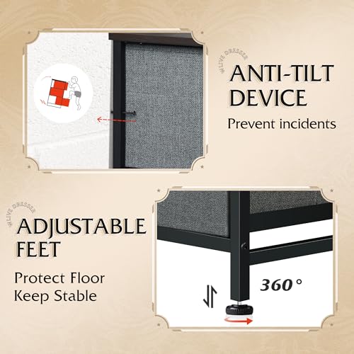 9-Drawer Fabric Storage Tower for Bedroom, Closet, Tall Chest Organizer with Steel Frame R839993