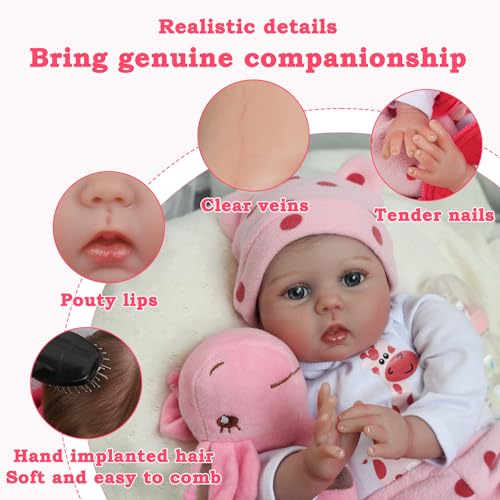 22 inch Realistic Newborn Soft Vinyl Baby Doll Toy for Kids Age 3+ Q932948