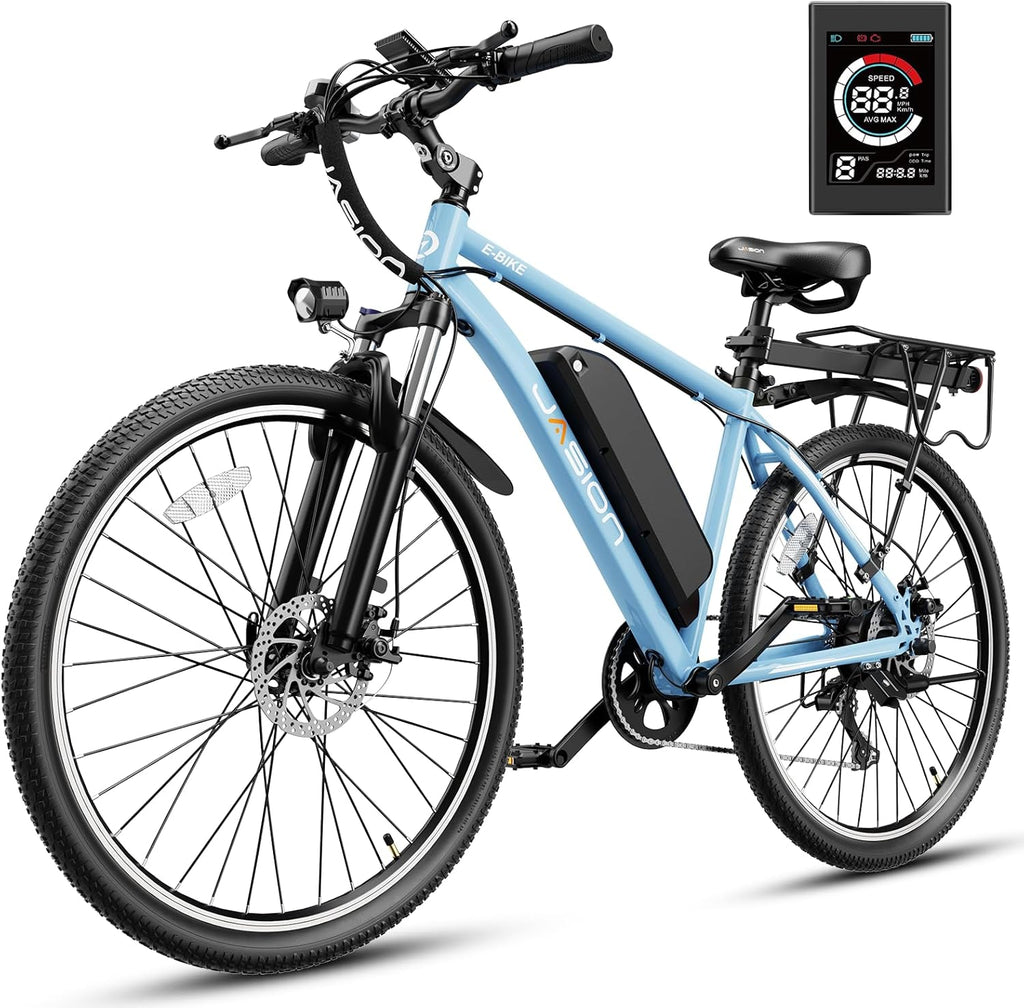 Jasion EB5 Plus 27.5" Electric Bike for Adults, 500W Brushless Motor (Peak 750W) Ebike, 25 MPH 480Wh Removable Battery Electric Mountain Bike with Front Fork Suspension