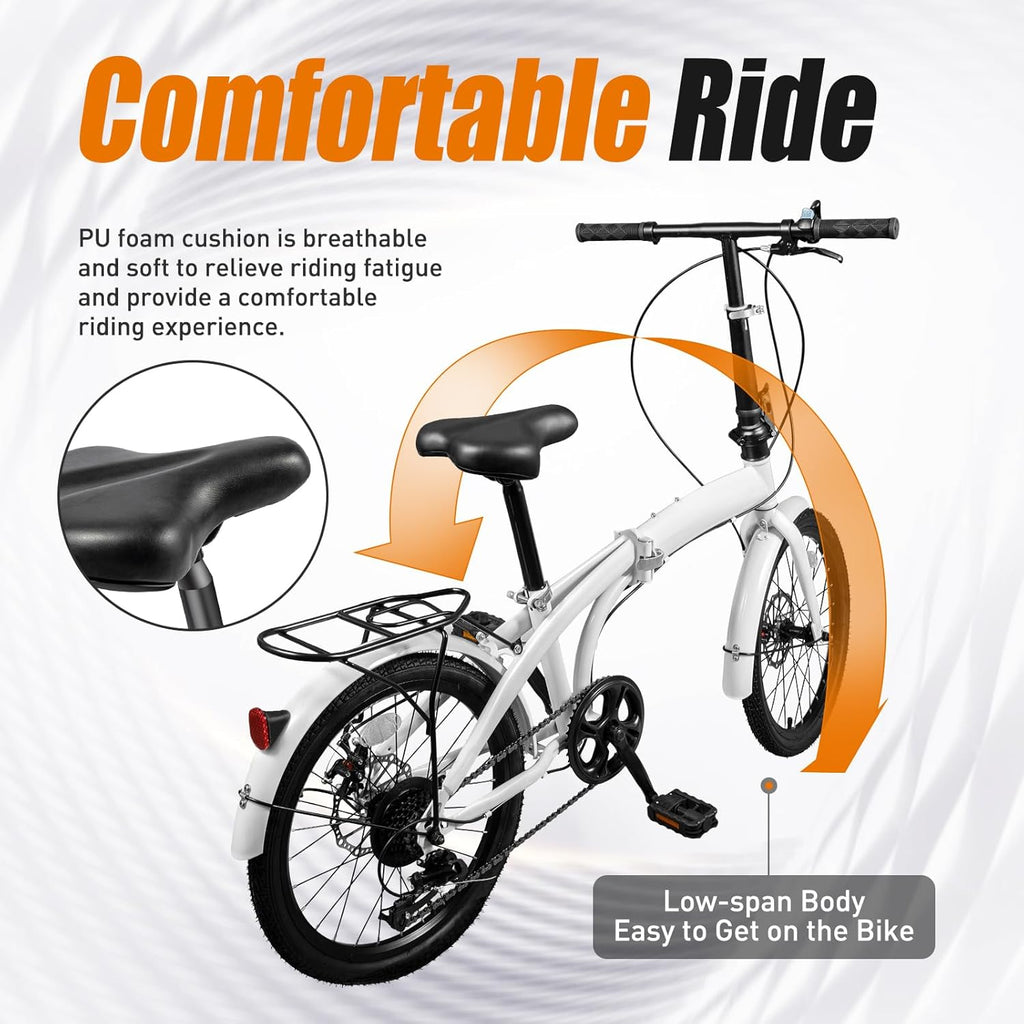 Folding Bike 20 Inch 7-Speed Dual Disc Brakes W89437