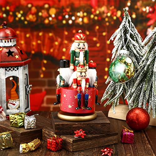 Nutcracker Music Box Wooden Soldier Toy Christmas Wind Up Musical Decor X3406