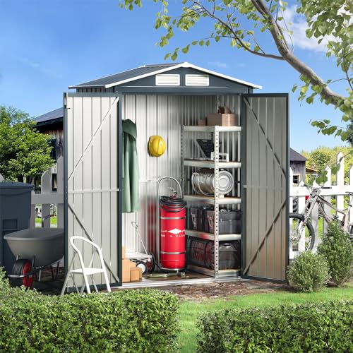 Outdoor Steel Storage Shed with Lockable Doors and Windows E249038