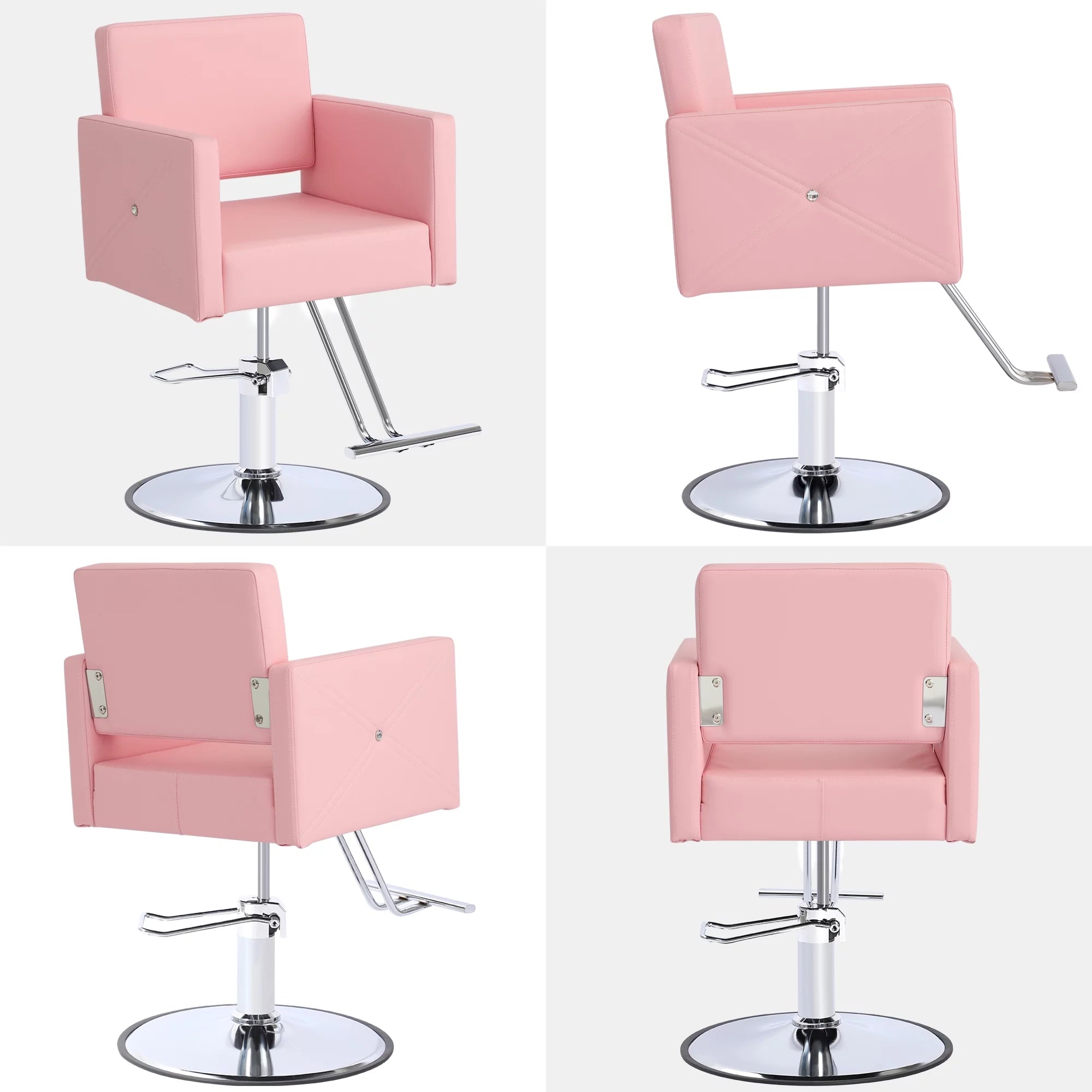 Pink Adjustable Salon Barber Chair with Foot Rest H348