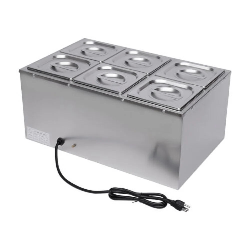 Commercial Buffet Food Warmer 6 Pots Stainless Steel Y330176