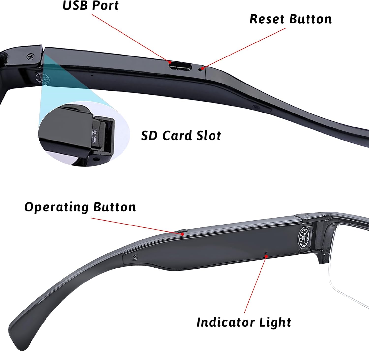 Camera Glasses HD 1080p Video Recorder with 32G Card Y1212