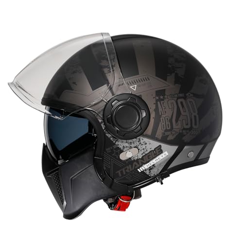 Open Face Motorcycle Helmet 3/4 Half with Clear Visor A301842
