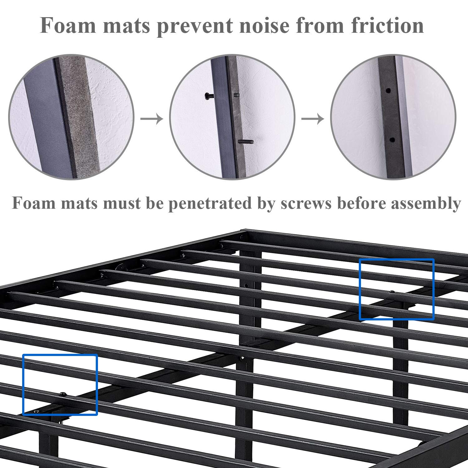 Metal Platform Bed Frame with Heavy Duty Steel Slats, Black B451997