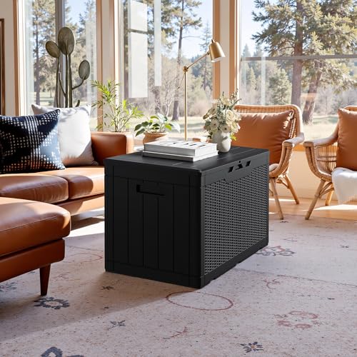 31 Gallon Resin Deck Box Waterproof Indoor Outdoor Storage for Patio Cushions and Garden Tools L90121