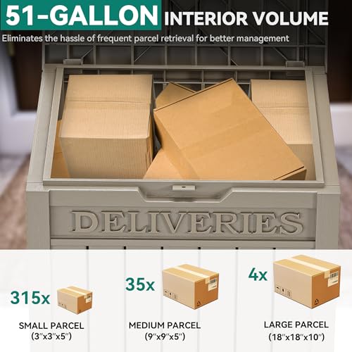 60 Gallon Outdoor Package Storage Box, Double-Wall Resin, Waterproof Deck Box for Porch O69284