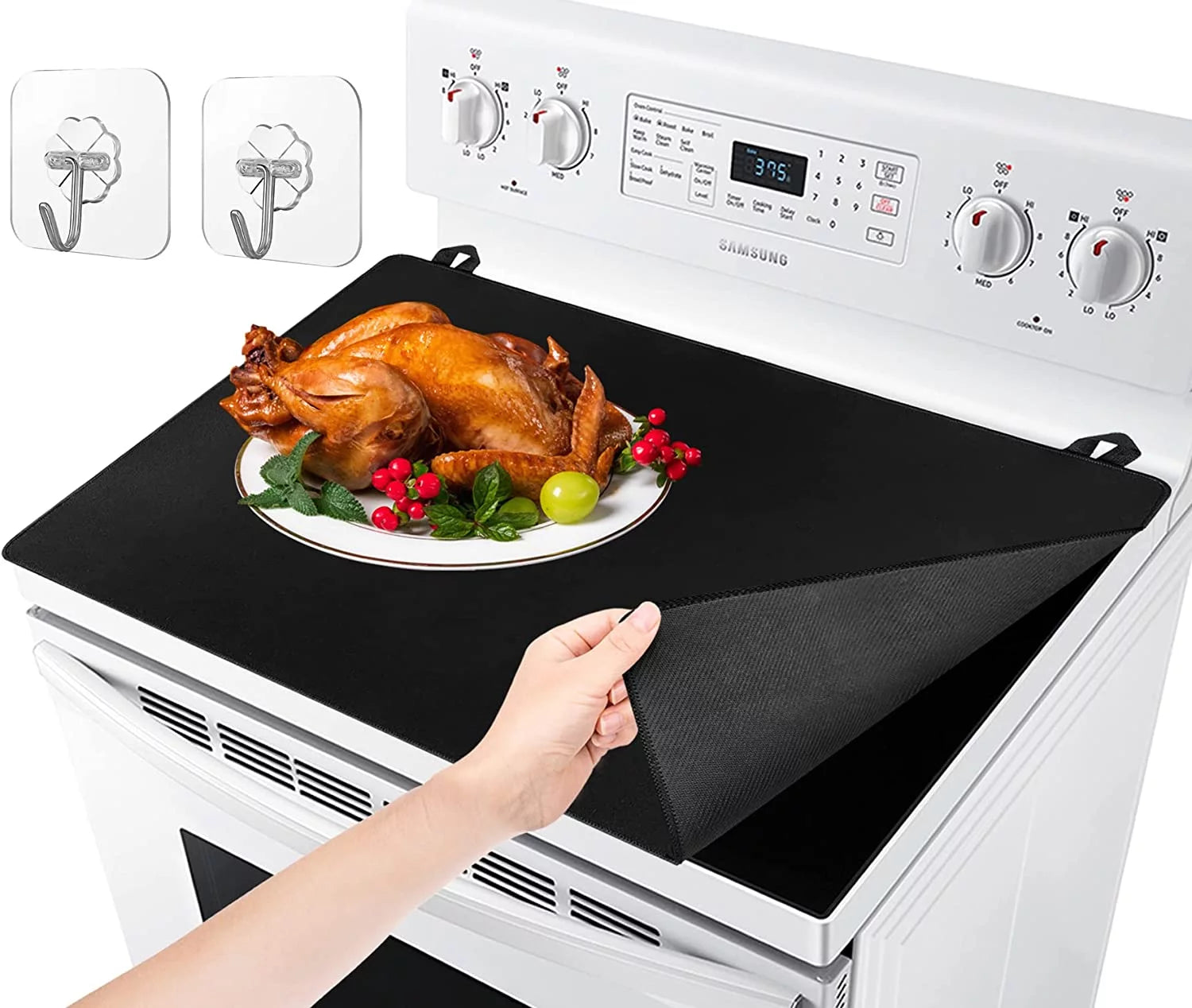 IZEYNO Stove Covers, Ceramic Glass Cook Electric Top Protector, 28.5x 20.5 inch with 2 Hooks