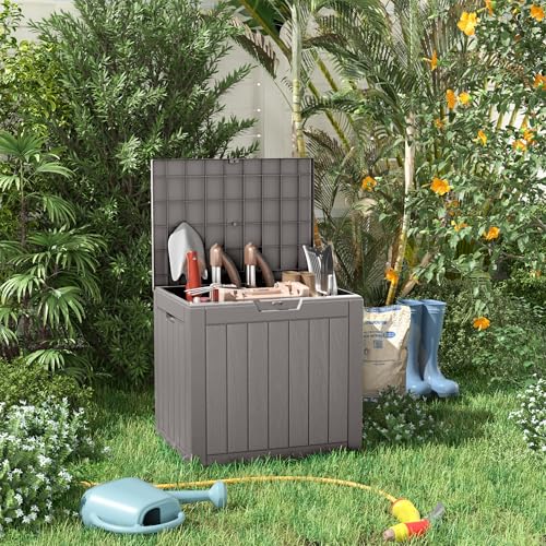 100 Gallon Resin Deck Box, Lockable Patio Outdoor Storage, Waterproof - Black F75230