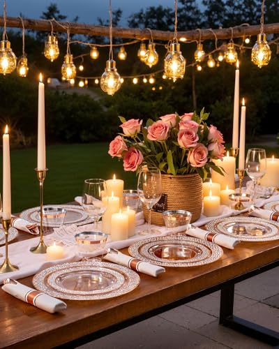 350PCS Clear Plastic Plates with Gold Trim for 50 Guests, Disposable Dinnerware Set O686017