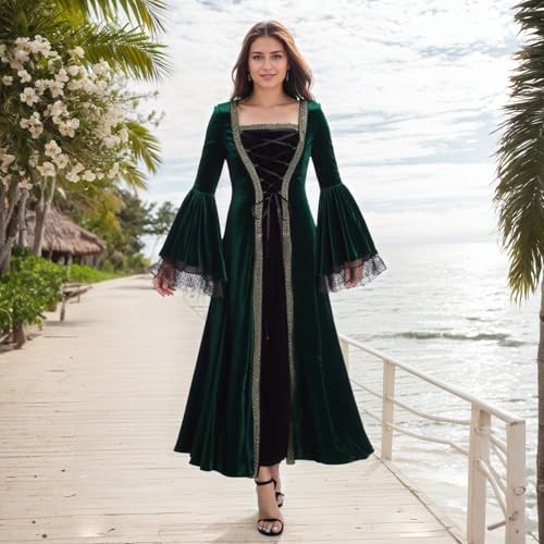 Medieval Tea Party Dress with Bubble Sleeves and Belt J695606