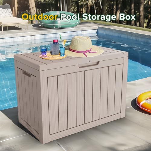 100 Gallon Resin Deck Box, Lockable Patio Outdoor Storage, Waterproof - Black F75230