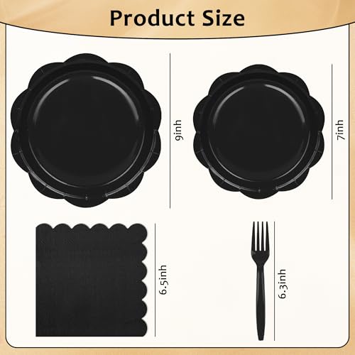 Ivory Paper Plates and Napkins Set for 50 Guests, Disposable Tableware with Utensils M509