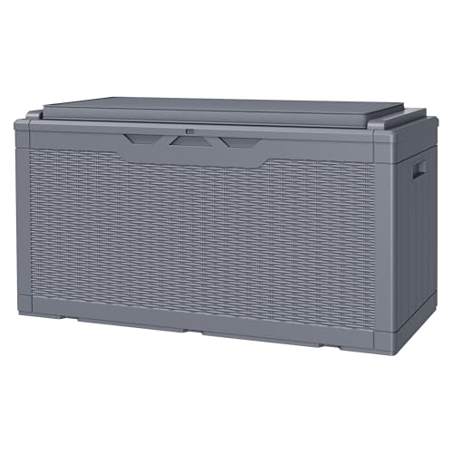 31 Gallon Resin Deck Box Waterproof Indoor Outdoor Storage for Patio Cushions and Garden Tools L90121