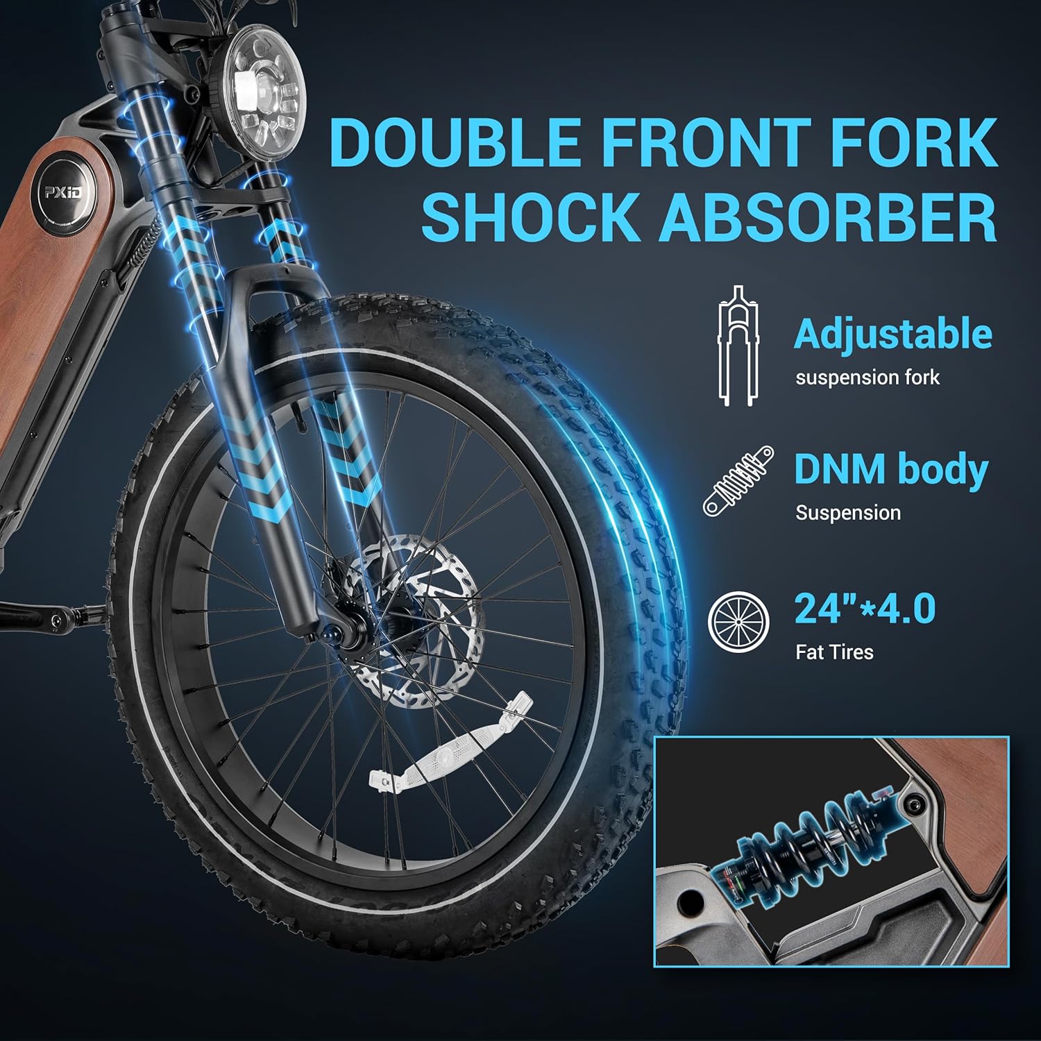 Electric Commuter Bike with Fat Tires, 48V Battery, 7 Gears L532586