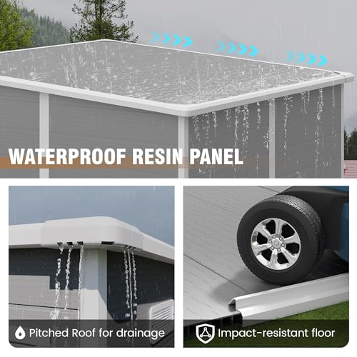 Outdoor Storage Shed 6x6 FT Resin with Floor and Lockable Door Z166