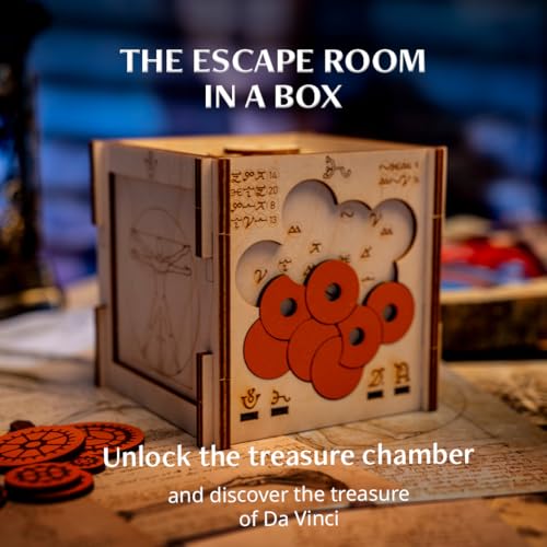 Da Vinci's Marvel Puzzle Box - Escape Room Game for Adults - Wooden Cluebox with Hidden Compartments D706