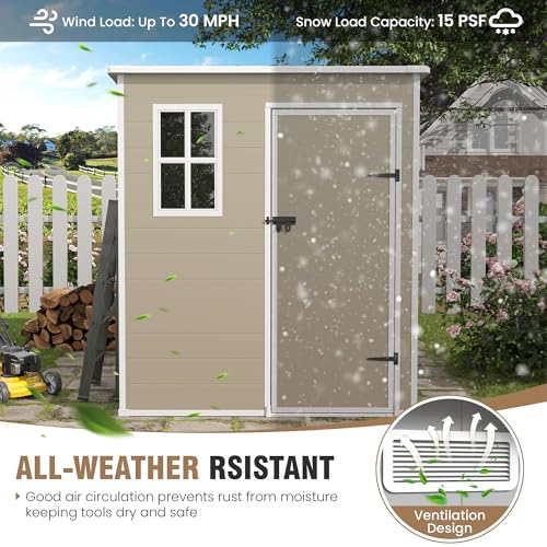 Outdoor Storage Shed 6x6 FT Resin with Floor and Lockable Door Z166