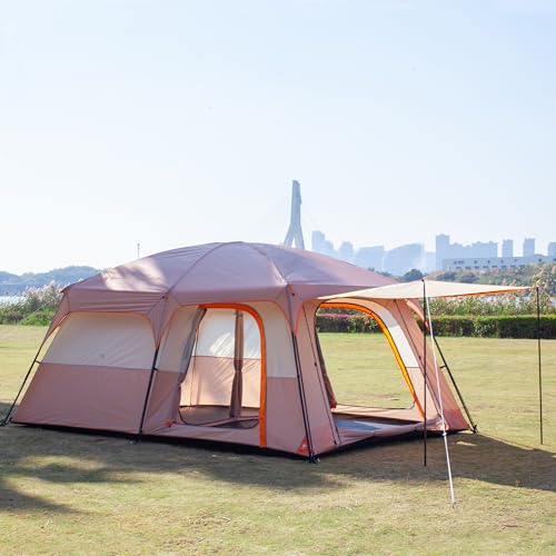 Extra Large Family Cabin Tent 2 Rooms 3 Doors 3 Windows Waterproof for Camping H460