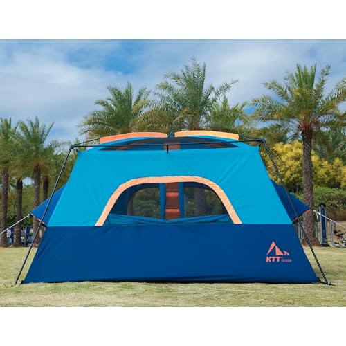 Extra Large Family Cabin Tent 2 Rooms 3 Doors 3 Windows Waterproof for Camping H460