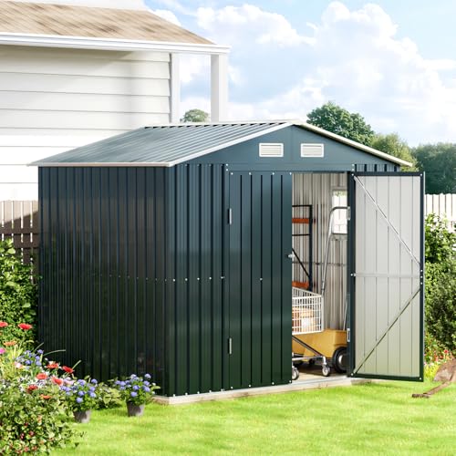 Outdoor Steel Storage Shed with Lockable Doors and Windows E249038