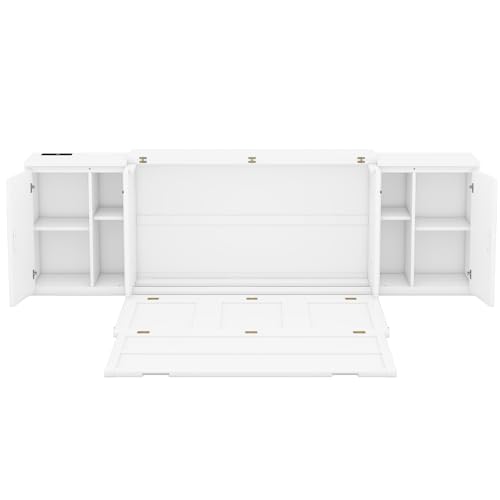 Queen Size Murphy Wall Bed with Storage and Bookcase Headboard C313