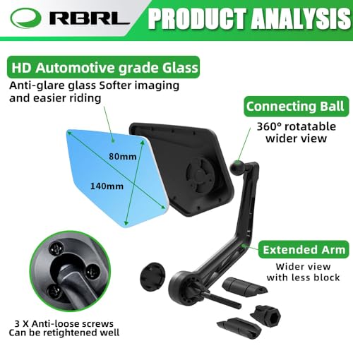 Bike Rear View Mirror, Rotatable Bar End Mirror, Wide View Bicycle Mirror M663577