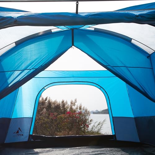 Extra Large Family Cabin Tent 2 Rooms 3 Doors 3 Windows Waterproof for Camping H460