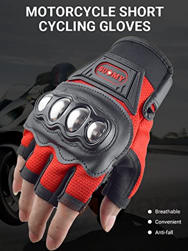 Men Half Finger Motorcycle Gloves Touchscreen Hard Knuckle V7578