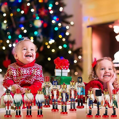 Christmas Nutcracker Ornament Set 18 Pcs Wooden Hanging Decorations for Tree K137857