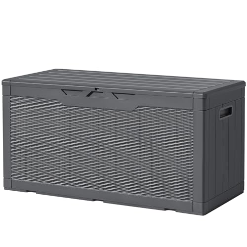 30 Gallon Waterproof Resin Deck Box for Outdoor Patio and Garden Storage Q30388